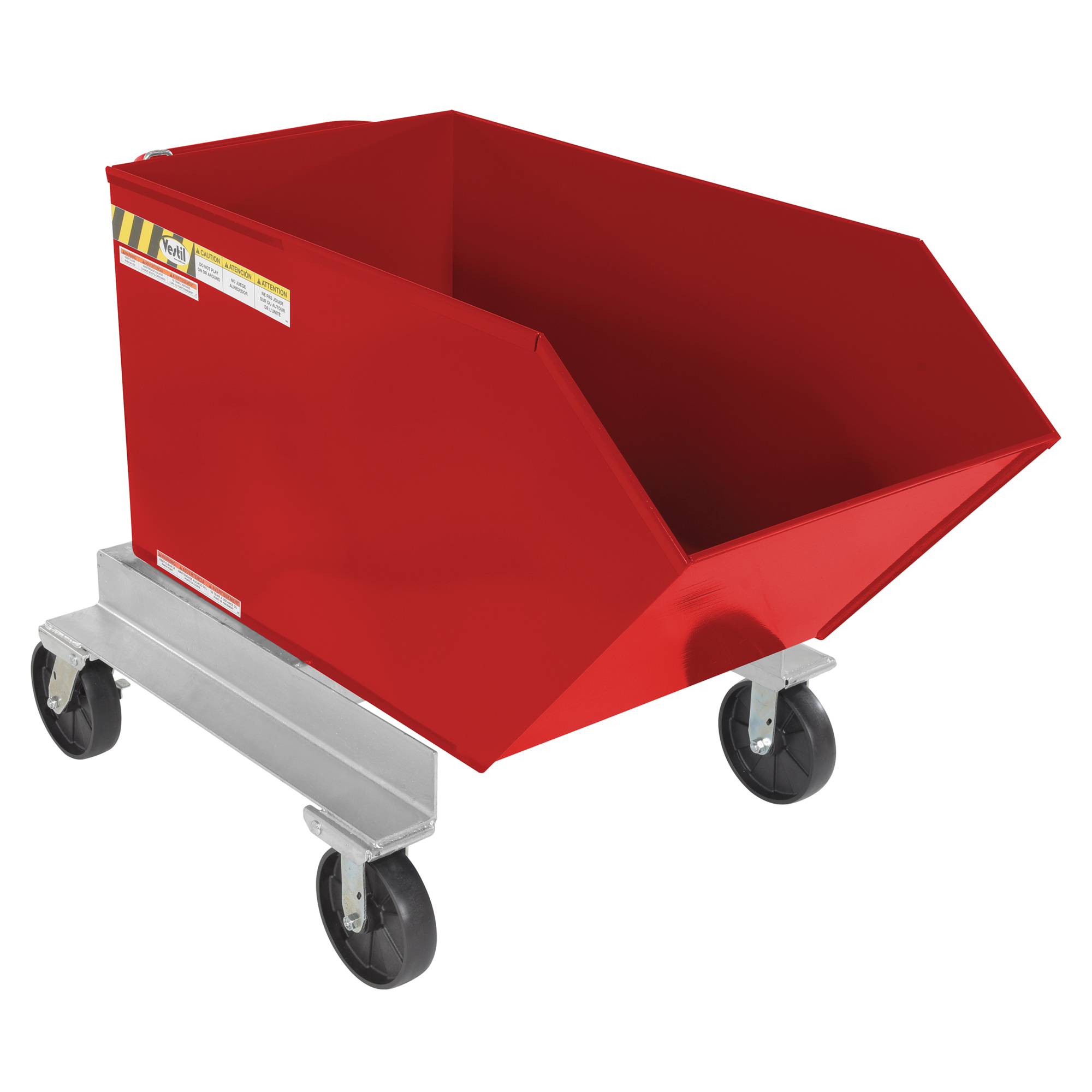 Vestil Steel Portable Tilting Hopper - 0.5 Cubic Yard, 2000-Lb. Capacity, Red, Model# P-HOP-0.5-RD